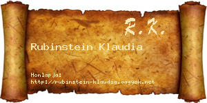Rubinstein Klaudia névjegykártya